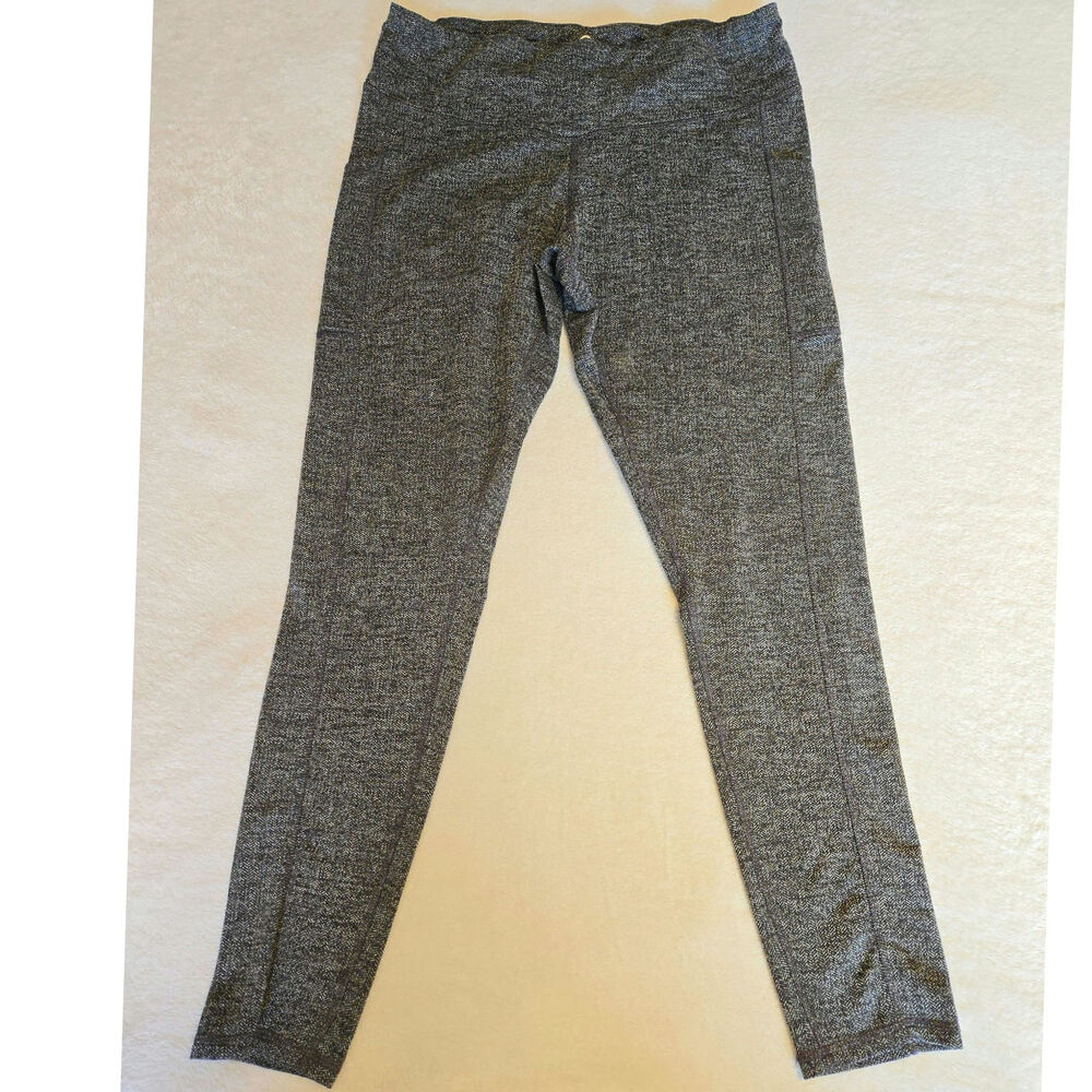 💙 Sz XL CHAMPION 💙 Black White Herringbone Tweed Medium Stretch Leggings 💙